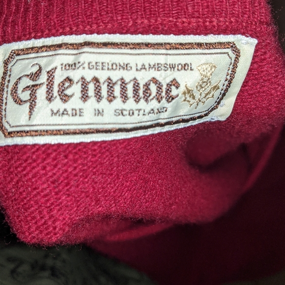 80s Glenmac Scotland Geelong 100% LambsWool St Andrew Sweater Red Men's Size L - Picture 5 of 5